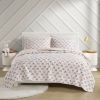 Pink White Stripe Reversible Rainbows Cotton Quilt Set