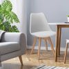 Set of 4 Modern Mid-Century Style  PU Leather Dining Chairs with Wood Legs