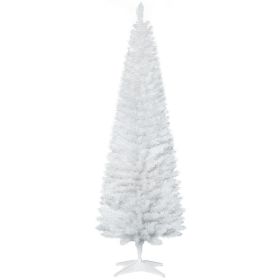 6 Artificial Pencil Christmas Tree, Slim Xmas Tree with 390 Realistic Branch Tips and Plastic Stand, White (size: 6 ft. 390 tips)