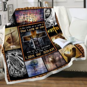 Jesus Christ Plush Throw Blanket Religious Faith Sherpa Blanket Spiritual Fleece Throw Blanket Spiritual Fuzzy Blanket (size: 130x150cm)