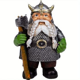 1pc Viking Victor Norse Gnome Statue, Viking Garden Gnome Figurine (Color: Hatchet)