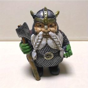 1pc Viking Victor Norse Gnome Statue, Viking Garden Gnome Figurine (Color: Large Axes)