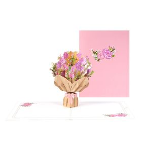 Carnation Flower And Sunflower Bouquet 3D Pop Up Card Handmade Greeting Cards For Valentine's Day; Thanksgiving; Thank You; Thinking Of You Size 15*20 (Color: Sunflower)