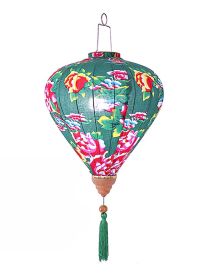 14'' Chinese Style Cloth Lantern Diamond Shape Hanging Lantern for Home Garden Party Decorative Lampshade (Color: Green)
