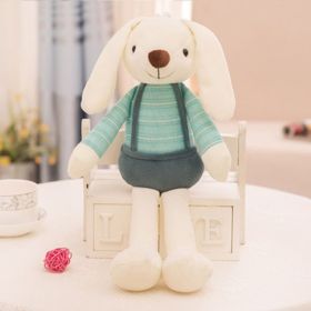 Easter Bunny Plush Toy Cute Dangle Ear Rabbit Doll Pillow Children's Gift (Items: 15.75 inch, Color: Dark Green Clothes)