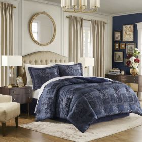 4 PCS Comforter Set Navy (size: KING)