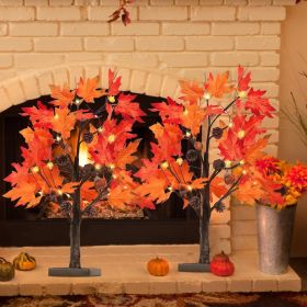 Fall Decorations for Home, Thanksgiving Decorations, 24'/2FT Lighted Fall Maple Leaves Tree with 24 LEDs for Autumn Decor (Color: Fall Tree -2)