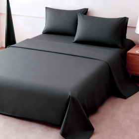 4pcs Ultra Soft 85g Sheet & Pillowcase Set, Sanded Sanded, Soft Wear-Resistant, Solid, Machine Washable, All-Season, Christmas Comforter Set, Twin (Color: grey, size: king(75.98''*79.92''))