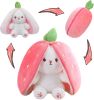 Cuddly Bunny Stuffed Animal, Kawaii Squishy Cute Easter Bunny Plush Turn Into Rabbit Fruit Doll Carrot Strawberry Pillow