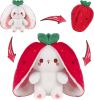 Cuddly Bunny Stuffed Animal, Kawaii Squishy Cute Easter Bunny Plush Turn Into Rabbit Fruit Doll Carrot Strawberry Pillow
