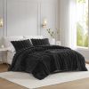 soft Faux Fur Ribbed Comforter Set Full/Queen