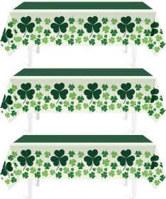 3 Pack St Patricks Day Decorations,St Patricks Day Table Cloths for Rectangle Tables,54" x 108" Disposable Plastic Tablecloths for St. Patrick's Day (Color: St. Patrick's Day)