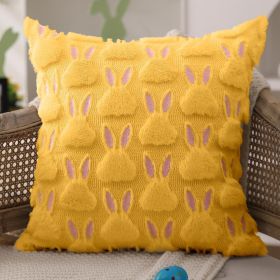 Easter Pillow Covers 20x20 inch Set of 2 Easter Decorations Pink Ears Beige Rabbit Soft Plush Faux Fur Jacquard Throw Pillows for Bedroom Sofa Holiday (size: 20" x 20" (Pack of 2)Yellow Pink)