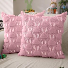 Easter Pillow Covers 20x20 inch Set of 2 Easter Decorations Pink Ears Beige Rabbit Soft Plush Faux Fur Jacquard Throw Pillows for Bedroom Sofa Holiday (size: 20" x 20" (Pack of 2)Pink White)