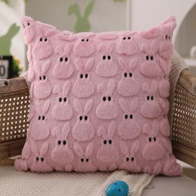 Easter Pillow Covers 20x20 inch Set of 2 Easter Decorations Pink Ears Beige Rabbit Soft Plush Faux Fur Jacquard Throw Pillows for Bedroom Sofa Holiday (size: 20" x 20" (Pack of 2)Pink Rabbit)