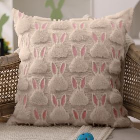 Easter Pillow Covers 20x20 inch Set of 2 Easter Decorations Pink Ears Beige Rabbit Soft Plush Faux Fur Jacquard Throw Pillows for Bedroom Sofa Holiday (size: 20" x 20" (Pack of 2)Beige Pink)