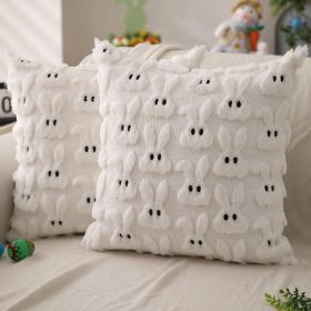 Easter Pillow Covers 20x20 inch Set of 2 Easter Decorations Pink Ears Beige Rabbit Soft Plush Faux Fur Jacquard Throw Pillows for Bedroom Sofa Holiday (size: 20" x 20" (Pack of 2)Cream White)