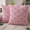 Easter Pillow Covers 20x20 inch Set of 2 Easter Decorations Pink Ears Beige Rabbit Soft Plush Faux Fur Jacquard Throw Pillows for Bedroom Sofa Holiday