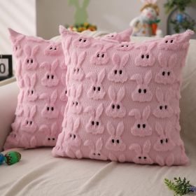 Easter Pillow Covers 20x20 inch Set of 2 Easter Decorations Pink Ears Beige Rabbit Soft Plush Faux Fur Jacquard Throw Pillows for Bedroom Sofa Holiday (size: 20" x 20" (Pack of 2)Pink)