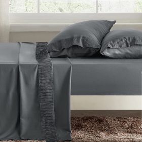 Luxury Sheet Sets Super Soft Easy Care Microfiber 3/4-Pieces Bed Sheet Set With 16-Inch Deep Pockets (Color: Dark Grey, size: California King)