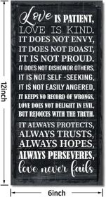 1 Corinthians 13:4-8 Inspirational Hanging Wood Decor Sign, Printed Wood Sign, Love is Patient, Love is Kind Quote (Material: Wood)
