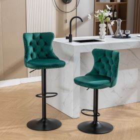 Swivel Velvet Barstools Adjusatble Seat Height from 25-33 Inch,17.7inch base (Color: as Pic)
