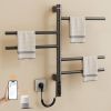 SIOYIE Smart Rotating Heated Towel Rack for Bathroom, Wall-Mounted Electric Towel Dryer with Swivel Bars, Smart Timer, Low Carbon Steel, IPX5