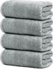 Pack of 4 Extra Large Bath Towels 30 x 60 Inches, 100% Cotton, Larger & Lighter Weight, Quicker to Dry, Super Soft and Absorbent, Perfect for Bathroom