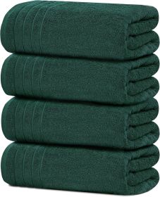 Pack of 4 Extra Large Bath Towels 30 x 60 Inches, 100% Cotton, Larger & Lighter Weight, Quicker to Dry, Super Soft and Absorbent, Perfect for Bathroom (Color: Hunter Green)