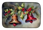 Christmas Bells Dish Drying Mat Absorbent Dish Drying Mat Pad for Kitchen Counter Dish Drainer Mat for Countertop, 14 x 21", Multicolor