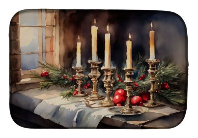 Dish Drying Mat Absorbent Dish Drying Mat Pad for Kitchen Counter Dish Drainer Mat for Countertop, 14 x 21", Multicolor (Option: Christmas Candles)