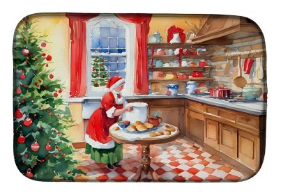 Cookies with Santa Claus Mrs. Claus Dish Drying Mat Absorbent Dish Drying Mat Pad for Kitchen Counter Dish Drainer Mat for Countertop, 14 x 21" (Default: Default)