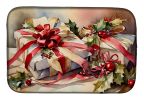 Christmas Bows & Ribbons Dish Drying Mat Absorbent Dish Drying Mat Pad for Kitchen Counter Dish Drainer Mat for Countertop, 14 x 21", Multicolor