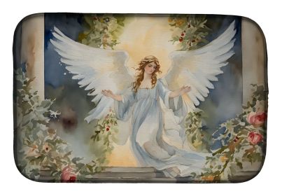 Dish Drying Mat Absorbent Dish Drying Mat Pad for Kitchen Counter Dish Drainer Mat for Countertop, 14 x 21", Multicolor (Option: Christmas Angel)