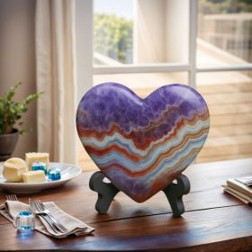 1pc Heart-Shaped Amethyst & Agate Stone – Polished Faux Gemstone (weight: 400-500g)