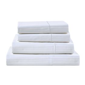 Kathy Ireland 500 Thread Count Damask Stripe Sheet Set (Color: White, size: KING)