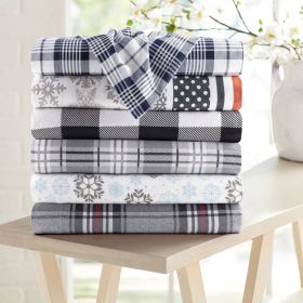 Kathy Ireland 100% Turkish Cotton Flannel Sheet Set (Color: Gray Blue Frost, size: QUEEN)