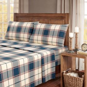 Kathy Ireland 100% Turkish Cotton Flannel Sheet Set (Color: Signature Plaid, size: KING)