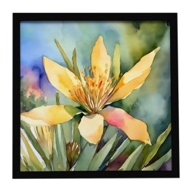 New Mexico Yucca Flower in Watercolor Framed Metal Print Bathroom, Kitchen, Office, Home Decor Wall Art Ready to Hang, Square, 8X8 (Default: Default)