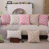 Easter Pillow Covers 20x20 inch Set of 2 Easter Decorations Pink Ears Beige Rabbit Soft Plush Faux Fur Jacquard Throw Pillows for Bedroom Sofa Holiday