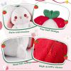 Cuddly Bunny Stuffed Animal, Kawaii Squishy Cute Easter Bunny Plush Turn Into Rabbit Fruit Doll Carrot Strawberry Pillow