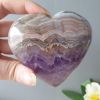1pc Heart-Shaped Amethyst & Agate Stone – Polished Faux Gemstone
