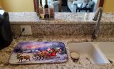 Christmas Santa and Sleigh Dish Drying Mat Absorbent Dish Drying Mat Pad for Kitchen Counter Dish Drainer Mat for Countertop, 14 x 21", Multicolor