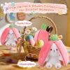 Cuddly Bunny Stuffed Animal, Kawaii Squishy Cute Easter Bunny Plush Turn Into Rabbit Fruit Doll Carrot Strawberry Pillow