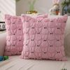 Easter Pillow Covers 20x20 inch Set of 2 Easter Decorations Pink Ears Beige Rabbit Soft Plush Faux Fur Jacquard Throw Pillows for Bedroom Sofa Holiday