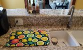 Colorful Lemons Dish Drying Mat Absorbent Dish Drying Mat Pad for Kitchen Counter Dish Drainer Mat for Countertop, 14 x 21", Multicolor