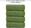 Pack of 4 Extra Large Bath Towels 30 x 60 Inches, 100% Cotton, Larger & Lighter Weight, Quicker to Dry, Super Soft and Absorbent, Perfect for Bathroom