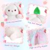 Cuddly Bunny Stuffed Animal, Kawaii Squishy Cute Easter Bunny Plush Turn Into Rabbit Fruit Doll Carrot Strawberry Pillow