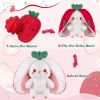 Cuddly Bunny Stuffed Animal, Kawaii Squishy Cute Easter Bunny Plush Turn Into Rabbit Fruit Doll Carrot Strawberry Pillow