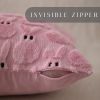 Easter Pillow Covers 20x20 inch Set of 2 Easter Decorations Pink Ears Beige Rabbit Soft Plush Faux Fur Jacquard Throw Pillows for Bedroom Sofa Holiday